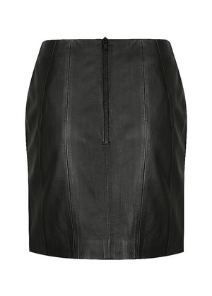 WHITE SUEDE - Zip Leather Mini Skirt - Black - NEW ARRIVAL