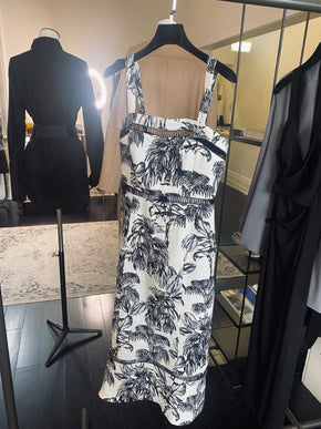 Lattice Parisian Linen Dress - Palm Print - Made In Australia